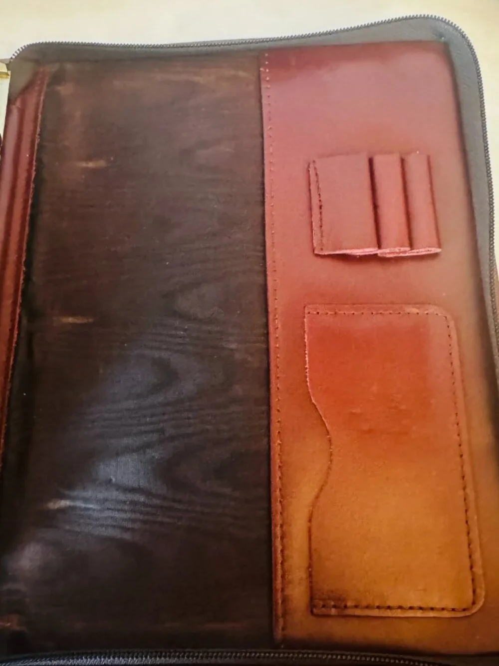 Vtg Professional Organizer Planner Red Maroon Faux Leather 3 Ring Binder YKK Zip